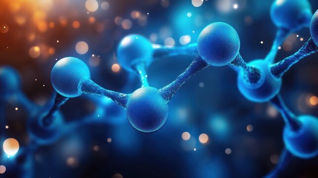 Futuristic Molecular Structure Close-Up with Soft Blue Turquoise Lighting