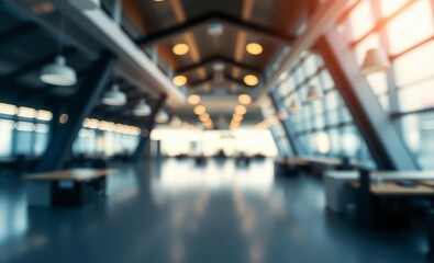 Blurred empty open space office abstract light bokeh at office interior background for design architecture photographyarchitecture city building urban design exterior background tourism