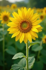 Fototapeta premium Mature sunflower stalks with dry petals and seeds, flowers, stem
