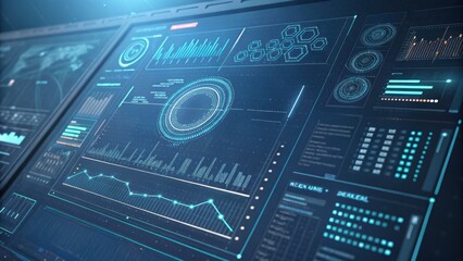 Futuristic data visualization interface display