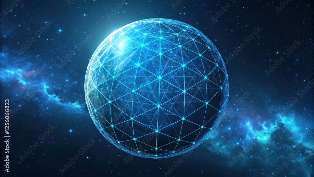 Poster digital globe with network connections in space.