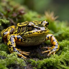 Fototapeta premium Vibrant Details: A Mountain Yellow-Legged Frog in Focus
