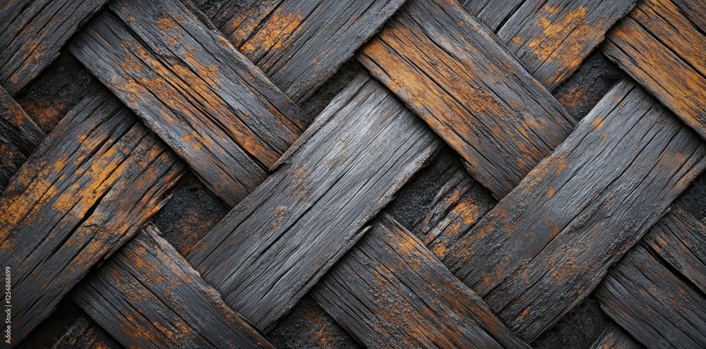Poster woven rustic wooden planks create a textured background pattern