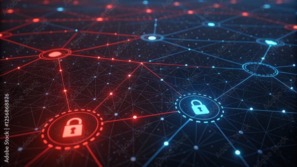 Poster digital network with security locks and connections