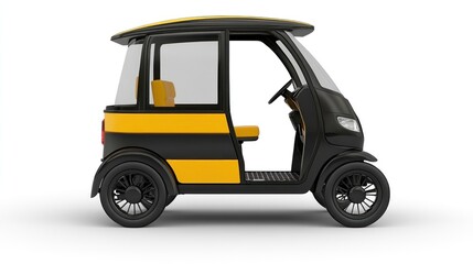 Naklejka premium Black and Yellow Electric Golf Cart