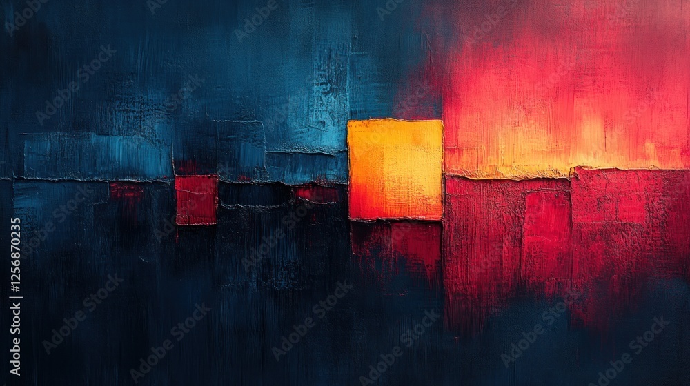 Poster vibrant abstract expressionism with grunge halftone texture and dynamic strokes