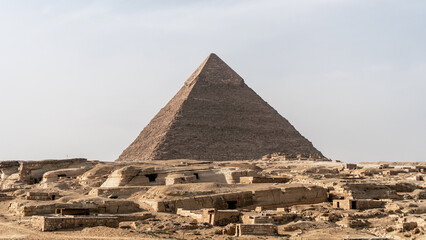 Side view of Pyramid of Khafre in Egypt