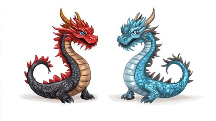 Fototapeta premium Colorful Dragon Companions