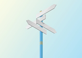 Direction sign with blank spaces for text.