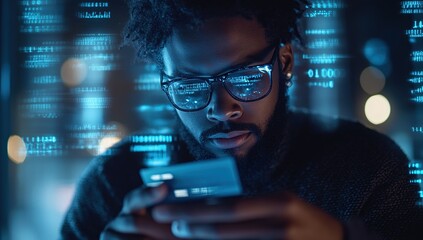 Cybersecurity Expert Analyzes Online Payment Security Risks with Modern Technology at Night