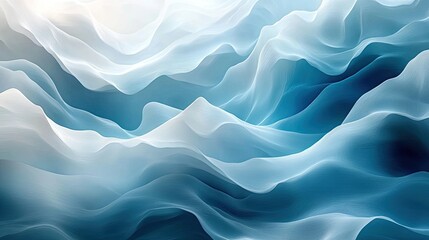 Obraz premium Ethereal blue waves undulating in a serene, abstract ocean landscape with soft light