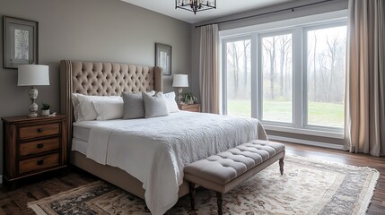Serene Master Bedroom with Natural Light and Elegant Decor