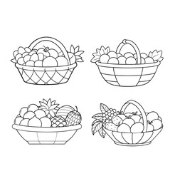 Fruit Basket line art illustration for the coloring book