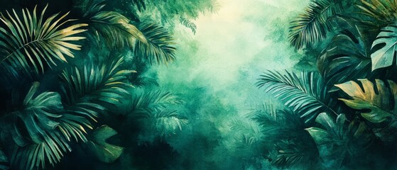 Fototapeta premium Watercolor Jungle Canopy Illustration