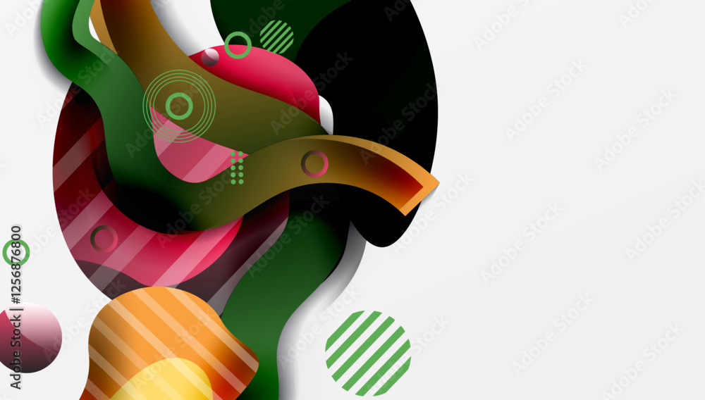 Poster vibrant abstract background overlapping shapes