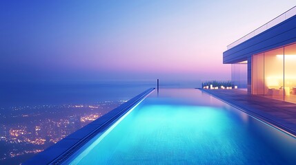 Serene Infinity Pool on Rooftop Skyscraper