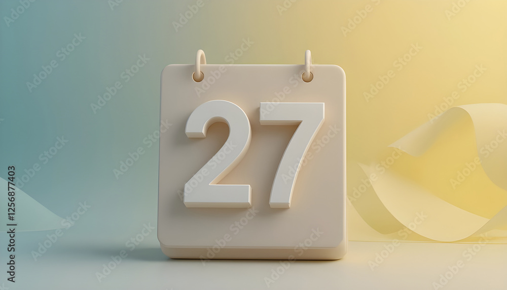 Poster minimalist 3d calendar display showing the 27th