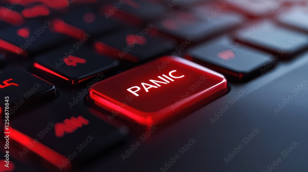 Poster red panic button keyboard closeup (2)