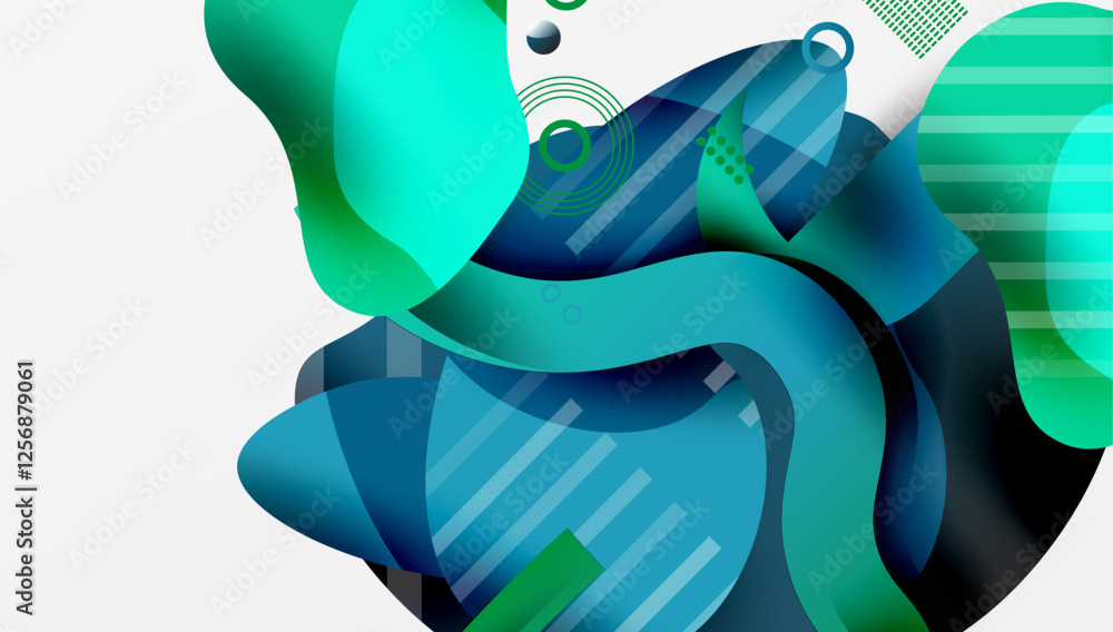 Poster abstract background - lines circles and liquid shapes