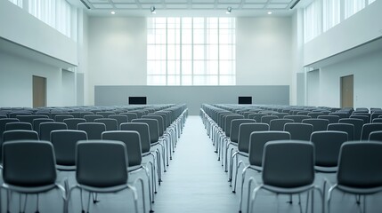 Fototapeta premium Large empty conference hall with rows of chairs