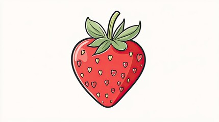Vibrant illustration of a ripe strawberry with green leaves on a light background