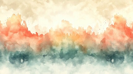 Abstract watercolor painting featuring a blend of warm and cool colors creating a serene atmosphere