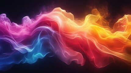 Obraz premium Vibrant abstract smoke waves in vivid colors flowing gracefully against a dark background
