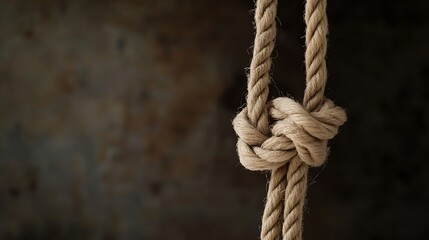 Closeup of a handcrafted rope knot showcasing raw materials and craftsmanship : Generative AI