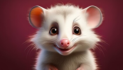 Niedliches Opossum, bordeaux Hintergrund