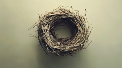 Empty bird's nest on pale background
