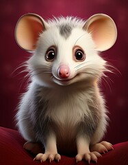 Fototapeta premium Niedliches Opossum, bordeaux Hintergrund