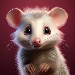 Niedliches Opossum, bordeaux Hintergrund