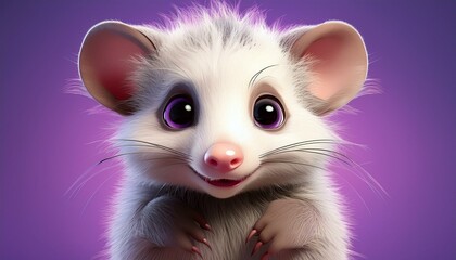 Niedliches Opossum, lila Hintergrund