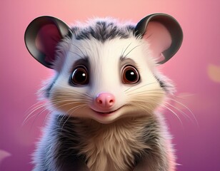Niedliches Opossum, rosa Hintergrund