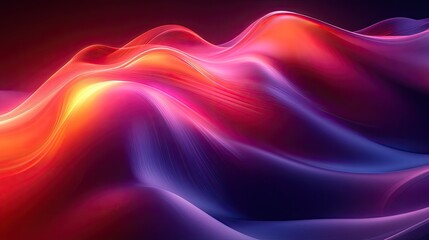 Obraz premium Abstract colorful waves of light creating a vibrant flowing landscape in a digital art setting