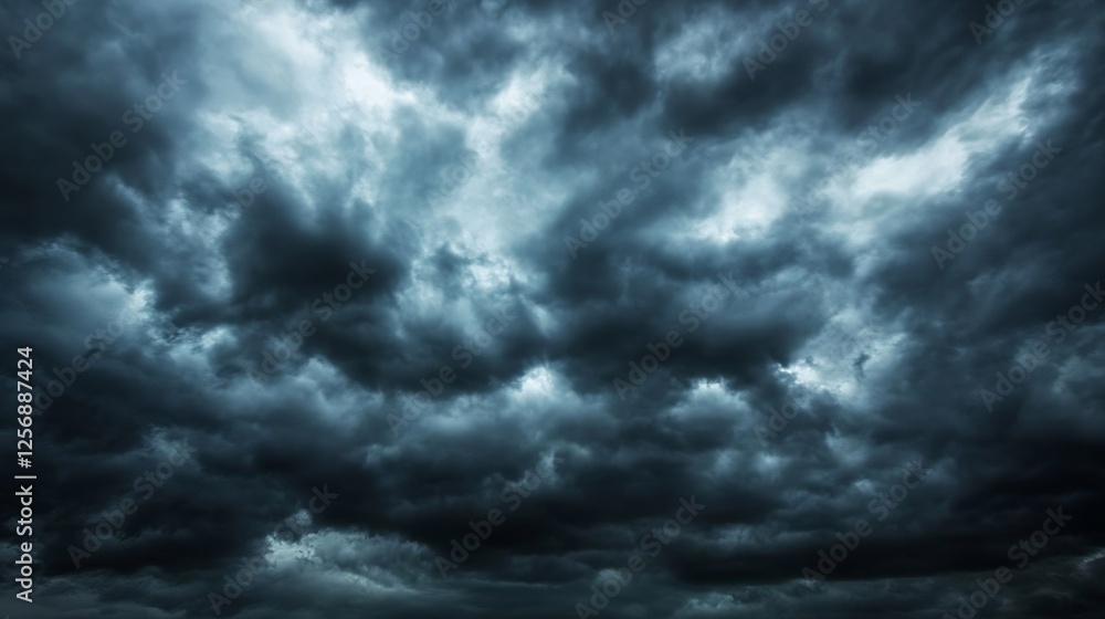 Poster dramatic dark clouds forming a stormy sky evoking a sense of foreboding : generative ai