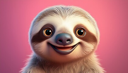 Niedliches Faultier, rosa Hintergrund