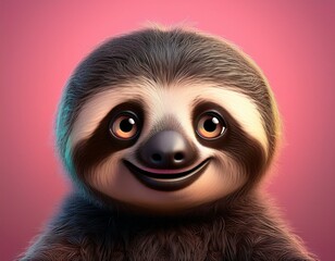 Niedliches Faultier, rosa Hintergrund