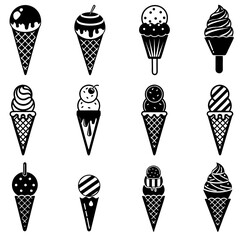 ice cream collection illustration isolated on white background