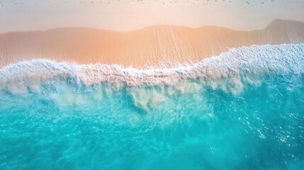 Fototapeta premium Tranquil Tropical Waters: Serene Ocean Waves Reflecting Sunlight for Relaxation and Peaceful Beach Destinations
