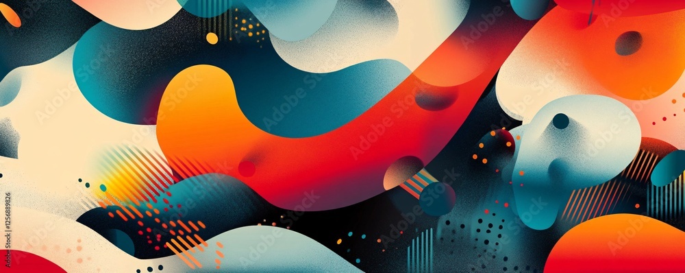 Poster abstract background with flowing organic shapes in bold colors