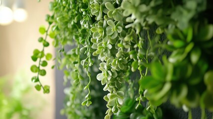 Lush Green Succulent Vines: Botanical Beauty for Interior Decor