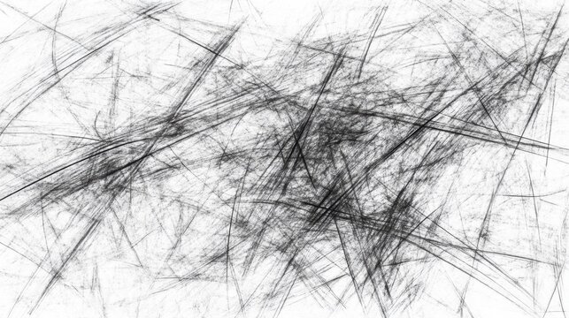 Abstract Black Pastel Scratch Scribbling Texture on White Background - Artistic Rough Sketch Effect for Design