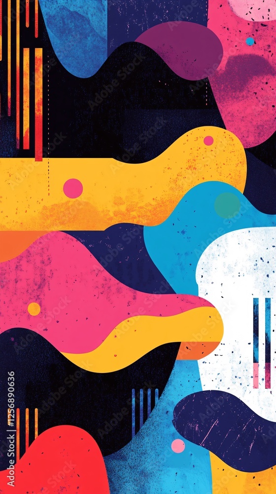 Aufkleber abstract background featuring colorful geometric shapes and grunge textures