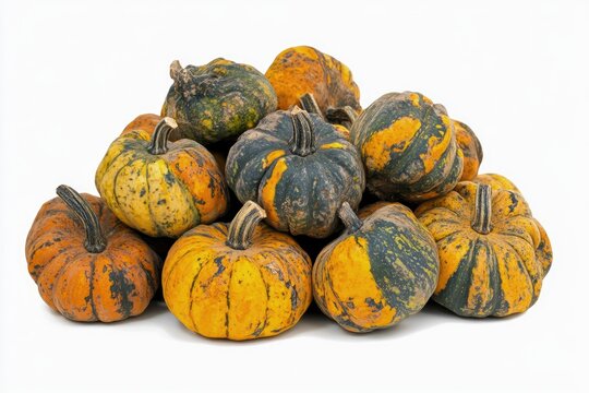 A Colorful Collection of Small, Variegated Pumpkins, Showing Unique Patterns and Textures