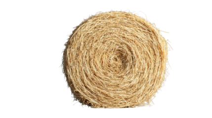 Round bale of hay isolated on transparent background