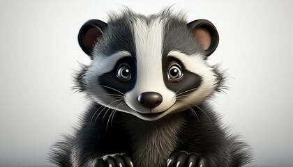 Obraz premium Niedlicher Dachs, weißer Hintergrund