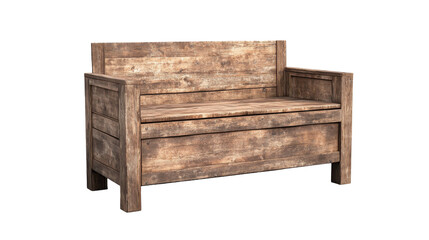 A rustic wooden bench, perfect for cozy outdoor seating and home decor. transparent background