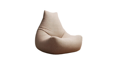 Cozy beige bean bag chair perfect for relaxing in any modern living space. transparent background