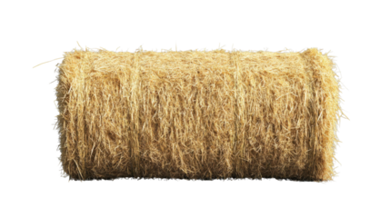 Round bale of hay isolated on transparent background